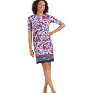 Talbots Effortless Jersey Sheath Dress Climbing Chrysanthemum Print Size XL NWT